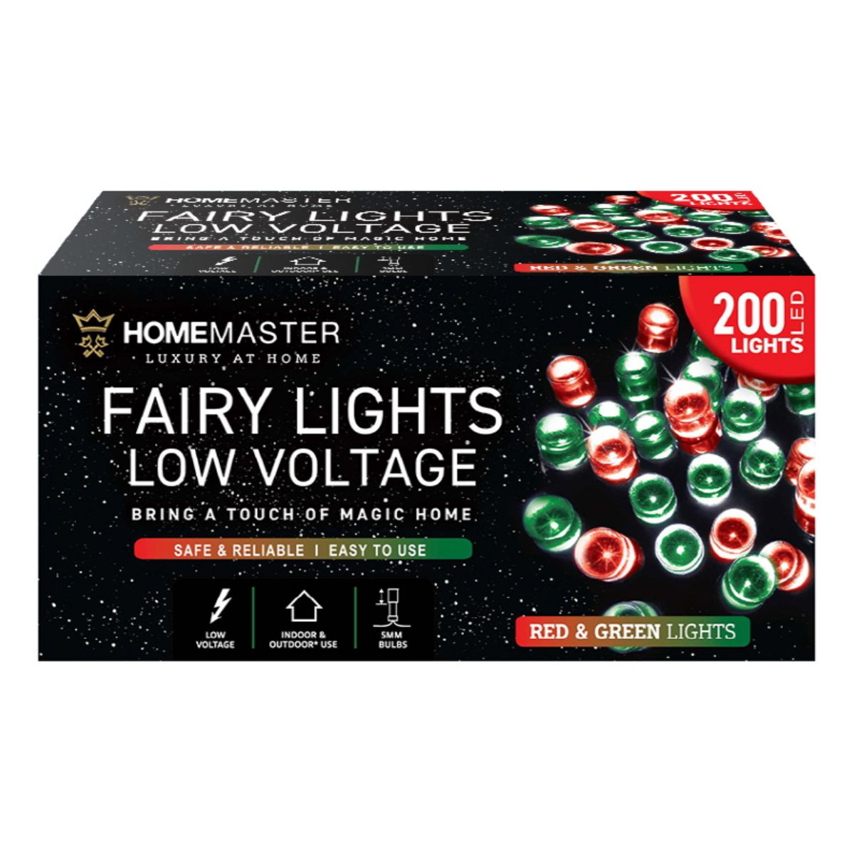 Fairy Light Low Voltage 200 LED 13.5m Total Length Red & Green 8 Function