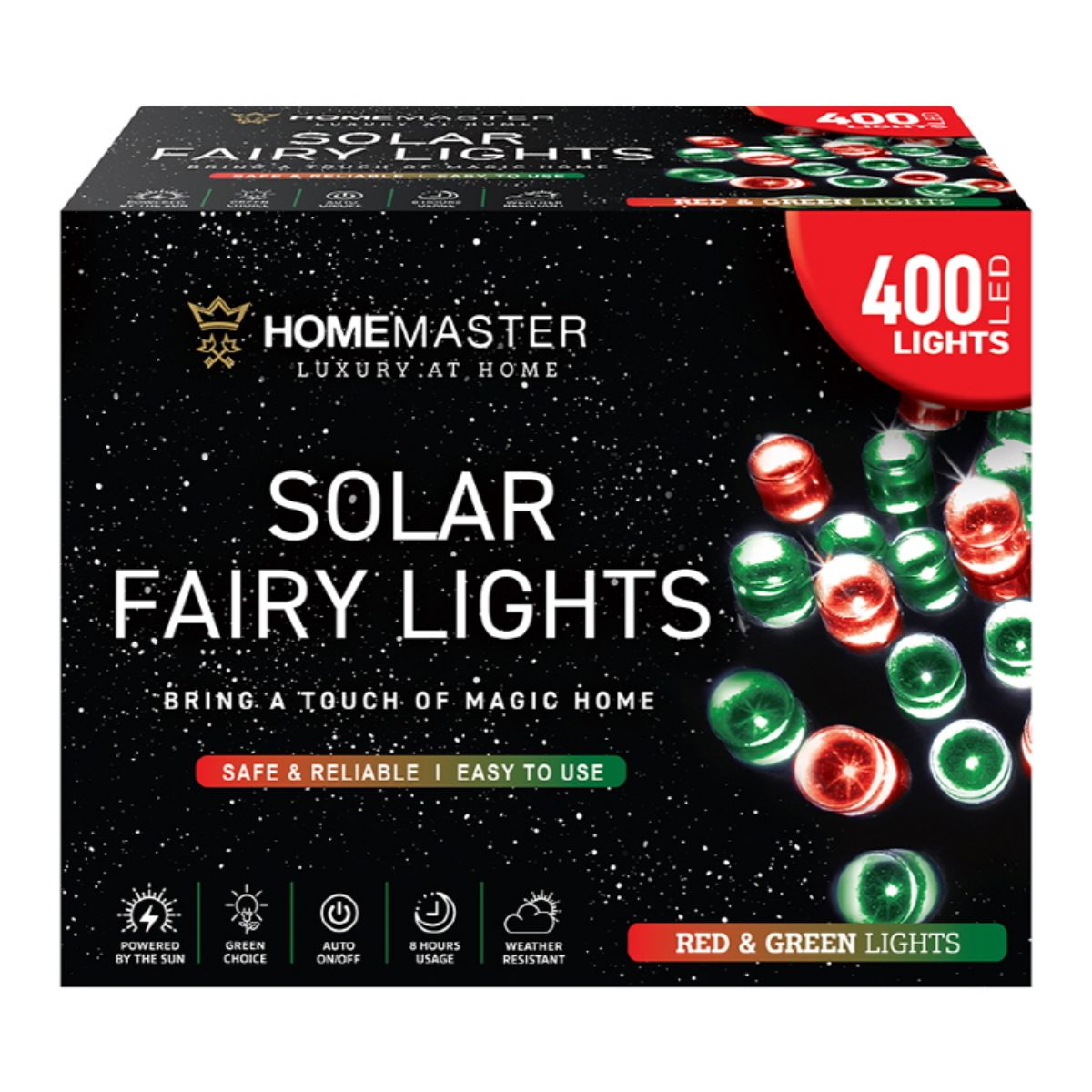 Fairy Light Solar 400 LED 25.5m Total Length Red & Green 2 Functions