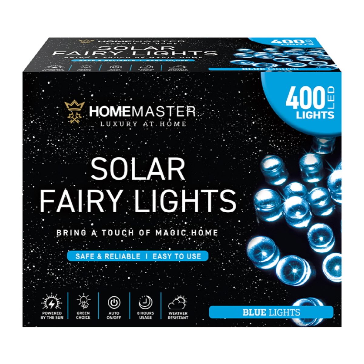 Fairy Light Solar 400 LED 25.5m Total Length Blue 2 Functions