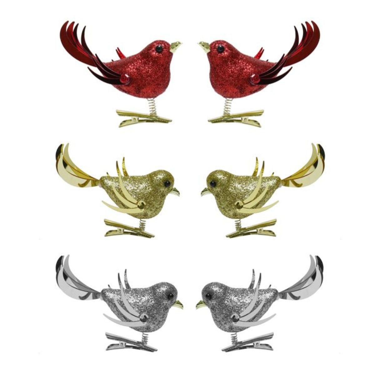 Clip-On Decoration Glitter Bird 2pk Assorted