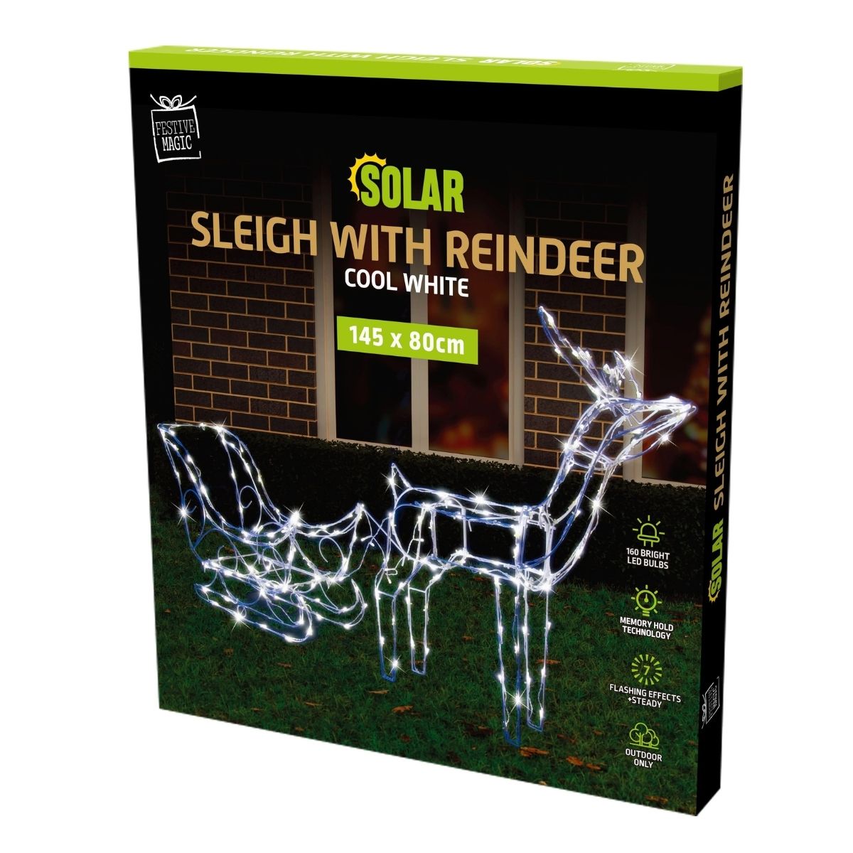 Christmas Solar Reindeer and Sleigh 3D White - Christmas Collective NZ