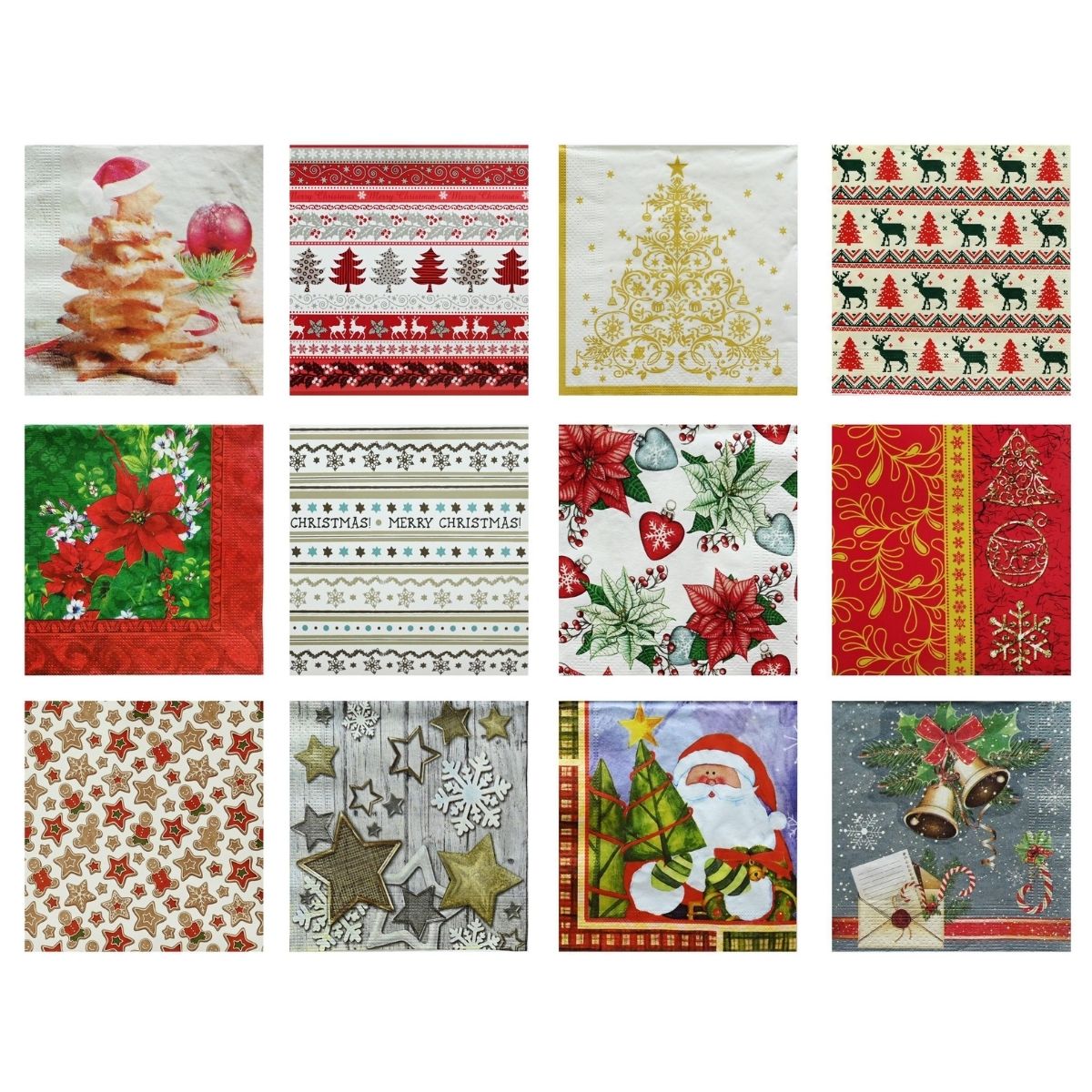 Christmas Napkins Classic Designs 20pk Assorted - affordable Christmas decoration NZ