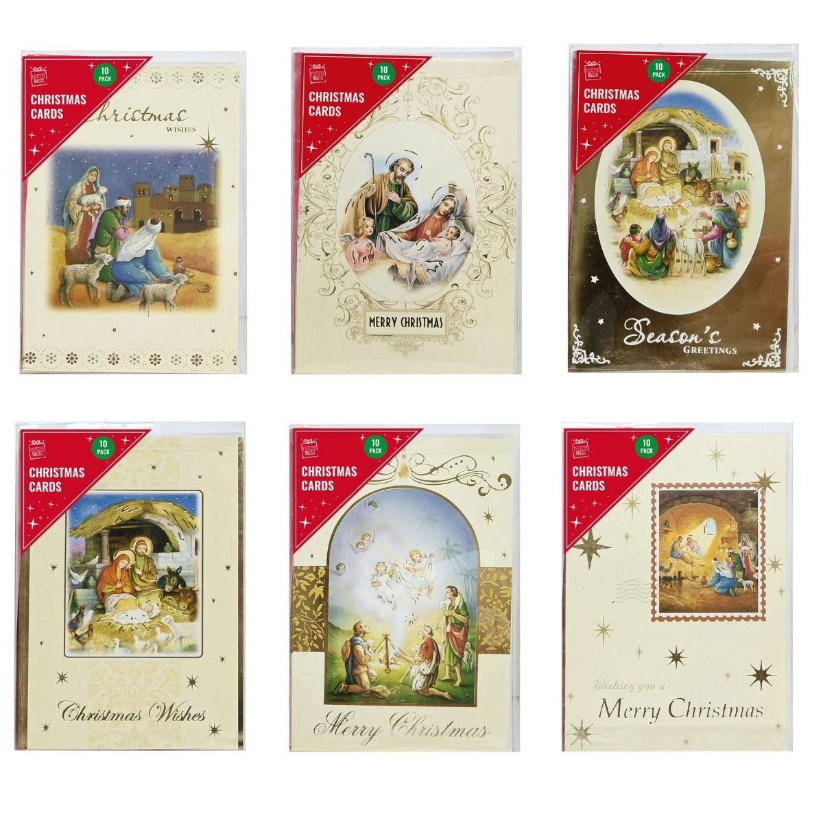 Christmas Cards Foil Religious 10pk - affordable Christmas decoration NZ