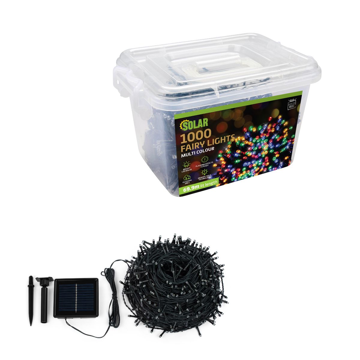 Solar LED Fairy Lights 1000 Multi Colour