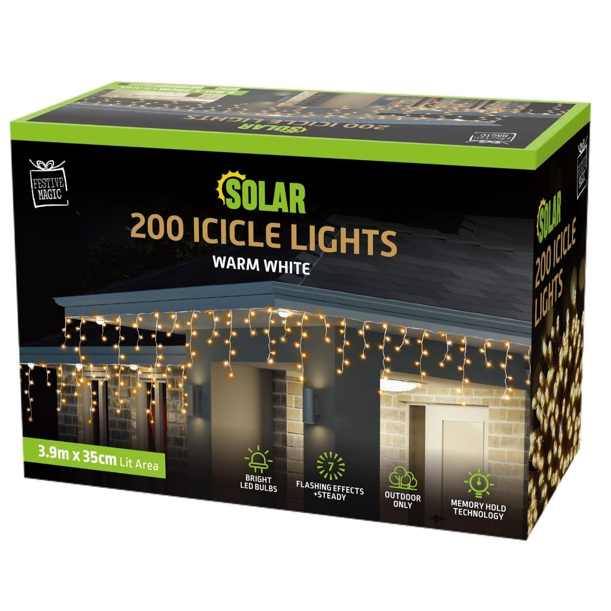 Christmas Solar Icicles Lights 200 Warm White - Christmas Collective NZ