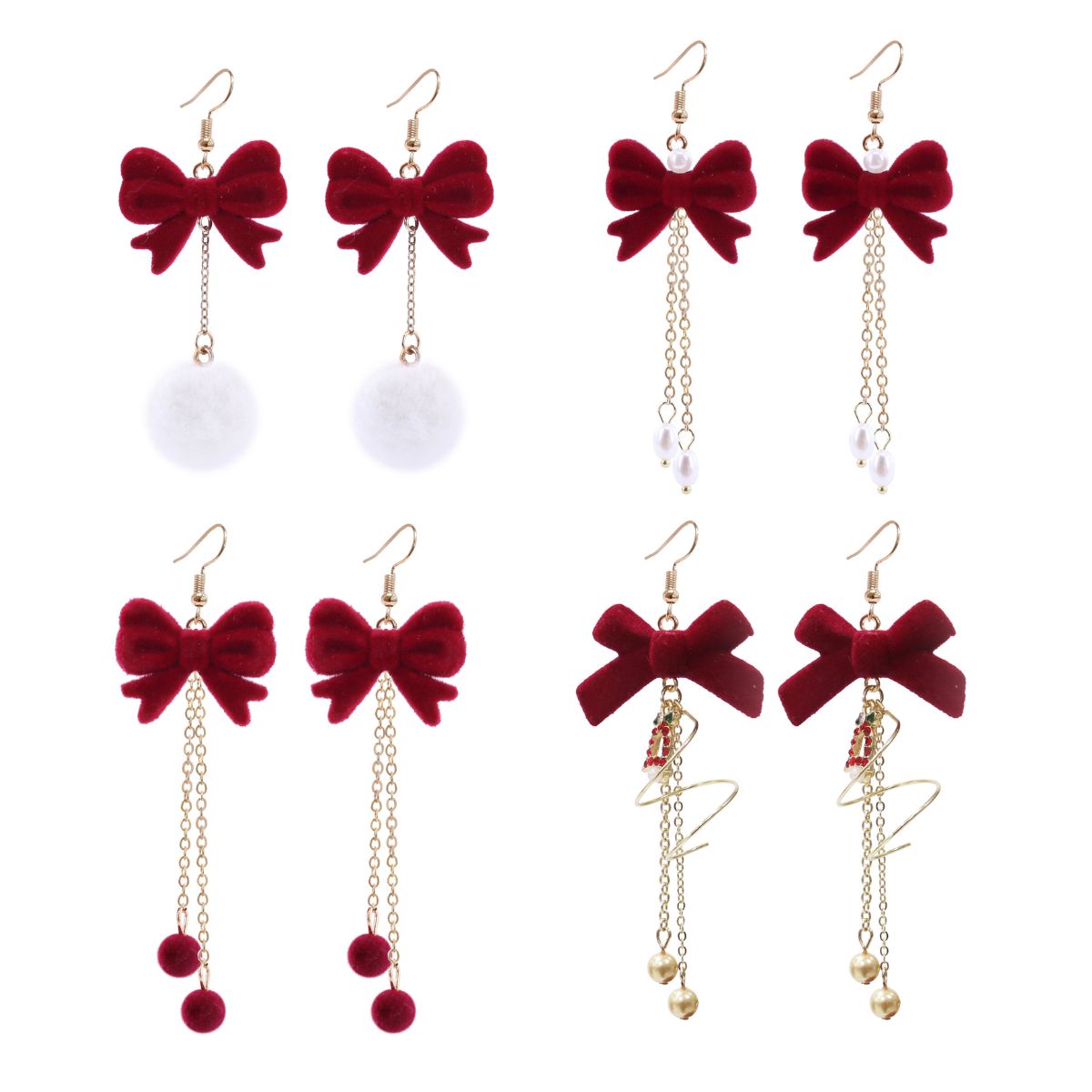 Flocked Elegant Bow Earrings Assorted