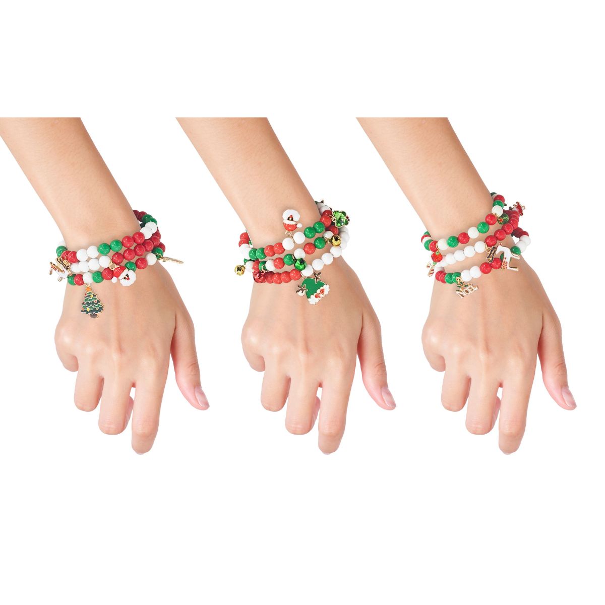 Christmas Bead Charm Bracelet 3 Pack Assorted