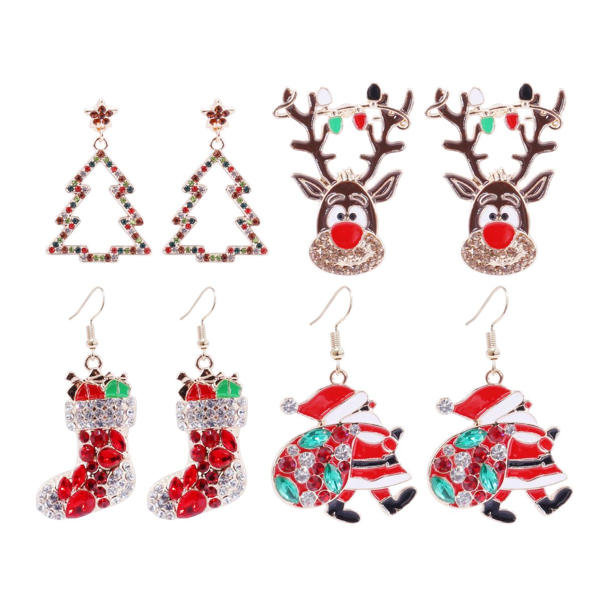 Christmas Diamante Earrings Assorted