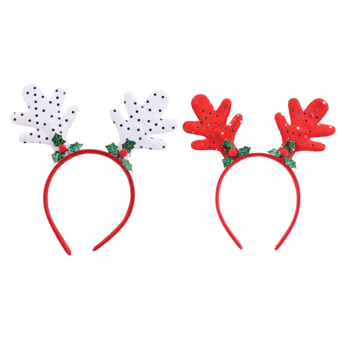Christmas Headband Velveteen Holly Antlers Assorted