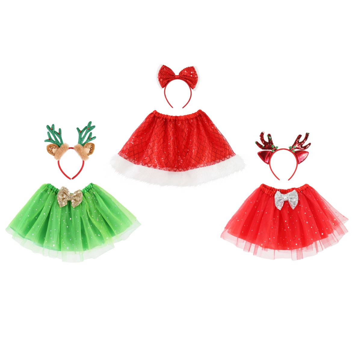 Christmas Festive Tutu/headband Set Girls 4-7yrs Assorted