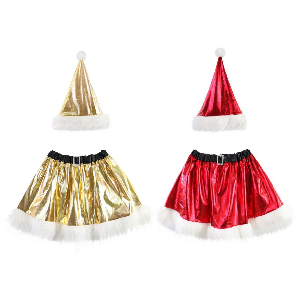 Ladies Skirt/hat Set Shiny Metallic Assorted