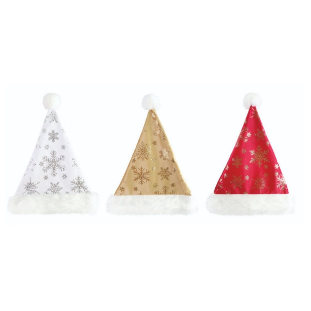 Christmas Santa Hat Foil Snowflakes Assorted
