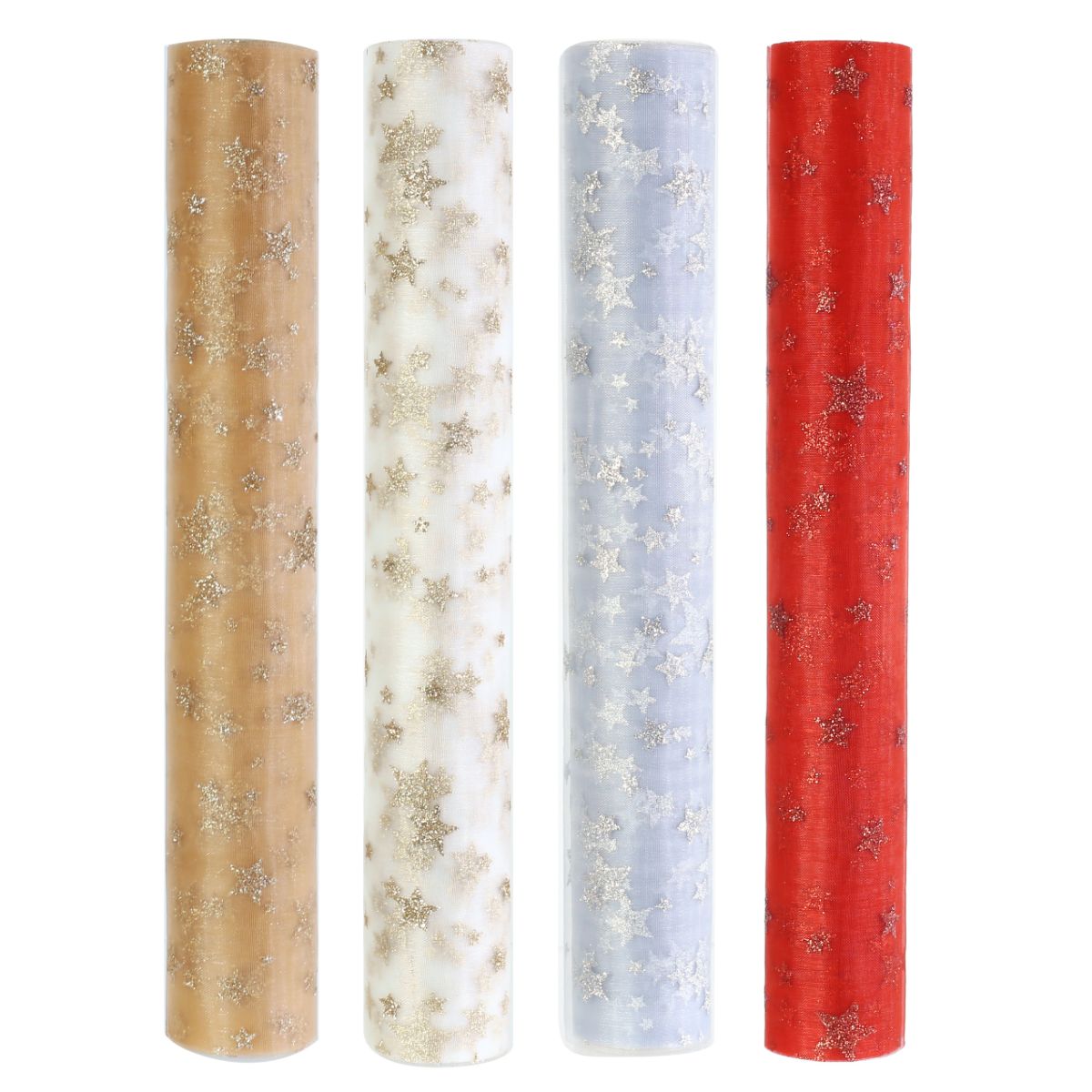 Christmas Runner Organza Stars Roll 3m Assorted