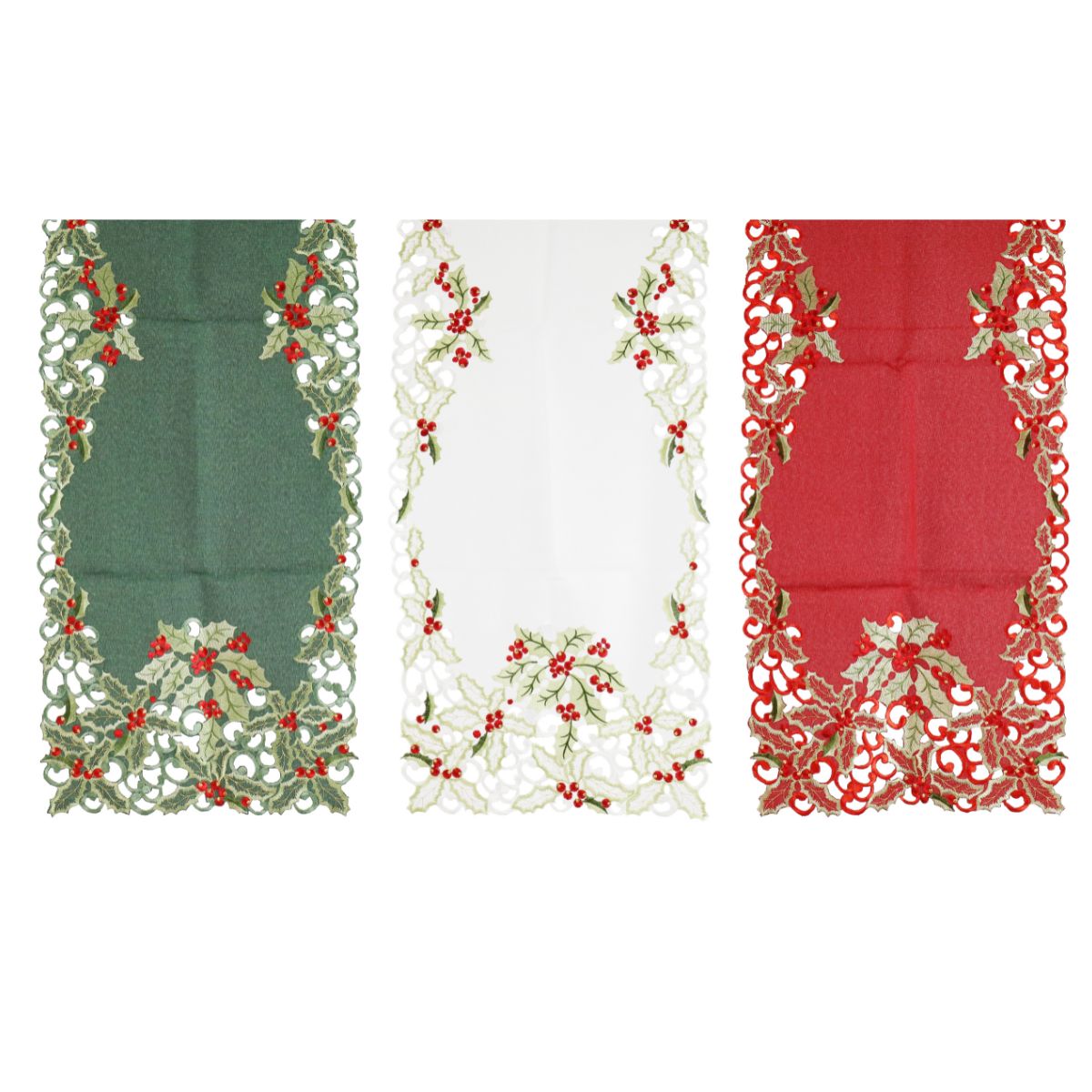 Runner Embroidery Lace Edge 173cm Assorted