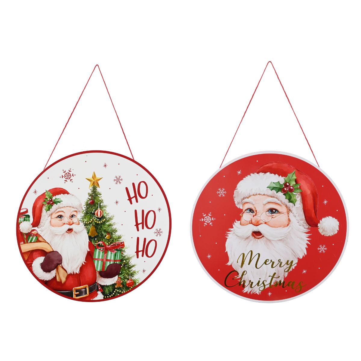 Christmas Santa Round Plaque 25cm Assorted