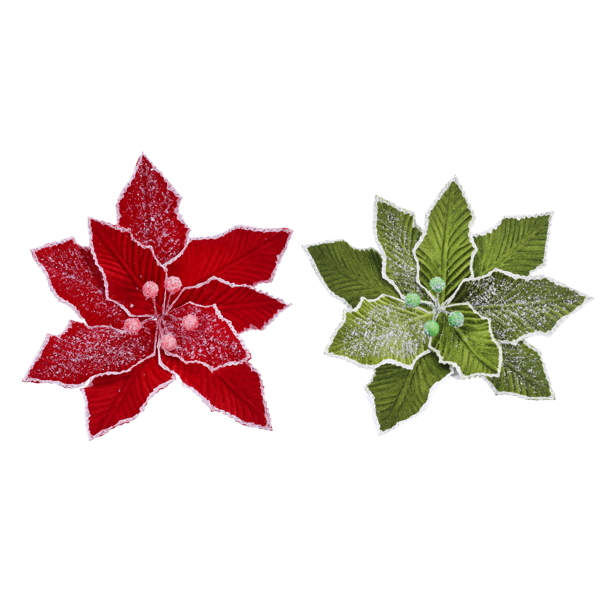 Christmas Iced Poinsettia Clip Assorted