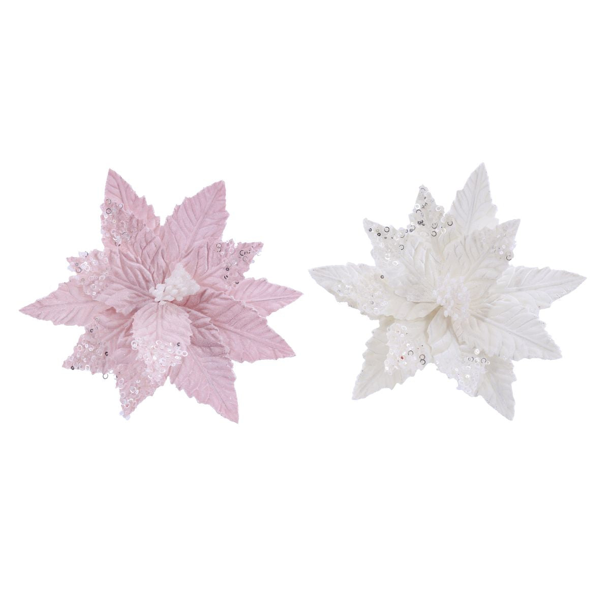 Christmas Powderpuff Poinsettia Clip Assorted