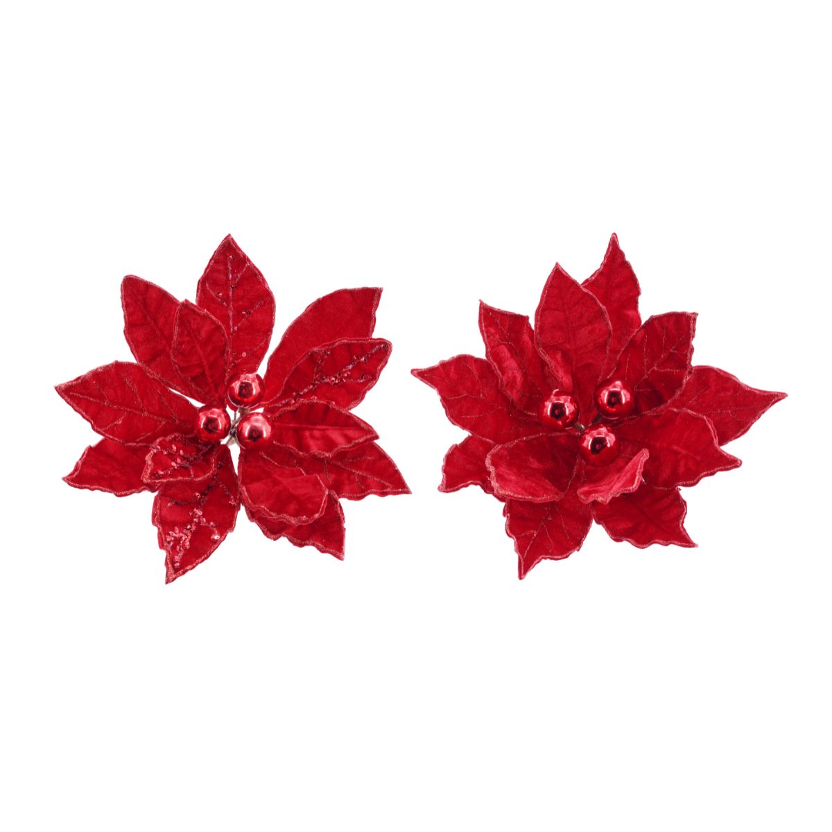 Christmas Poinsettia Red Baubles Clip Assorted