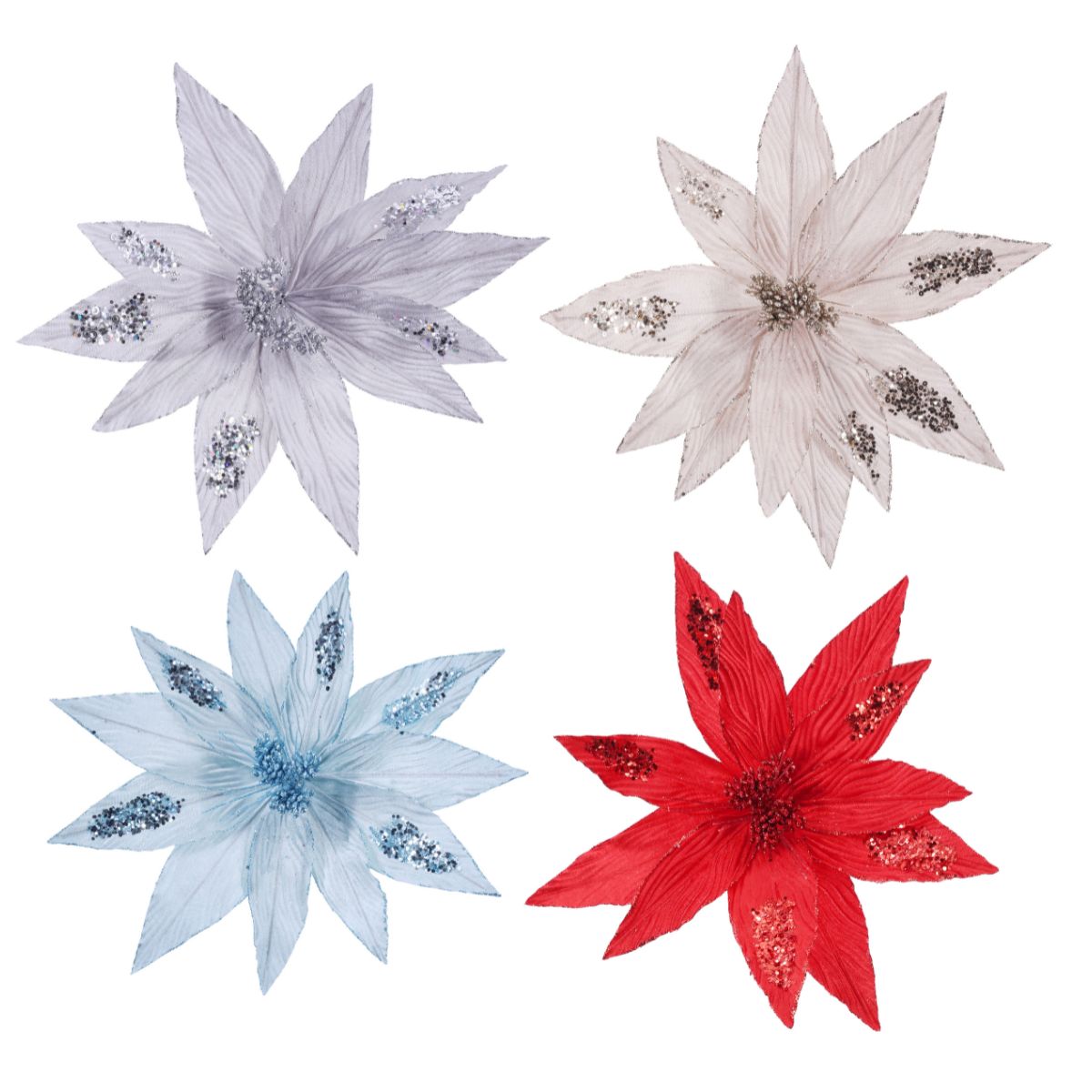 Christmas Elegant Poinsettia Stem Xl Assorted