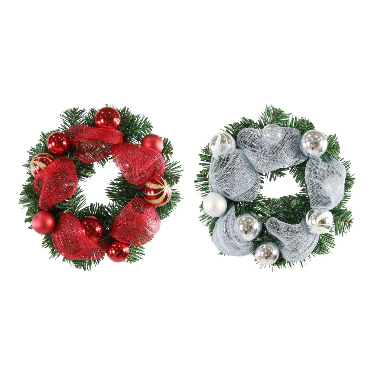 Christmas Bauble Pine Wreath 36cm Assorted