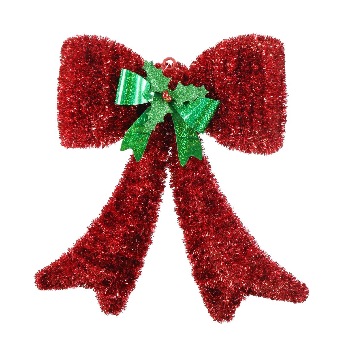 Christmas Tinsel Red Bow Plaque