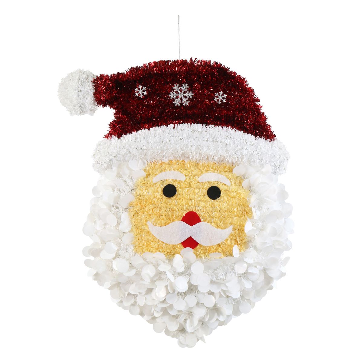 Christmas Tinsel Giant Santa Face Plaque