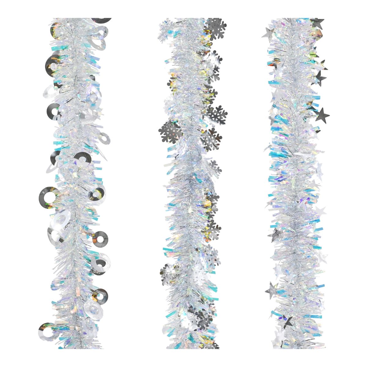 Christmas Tinsel Iridescent Die Cut Shapes 2m Assorted