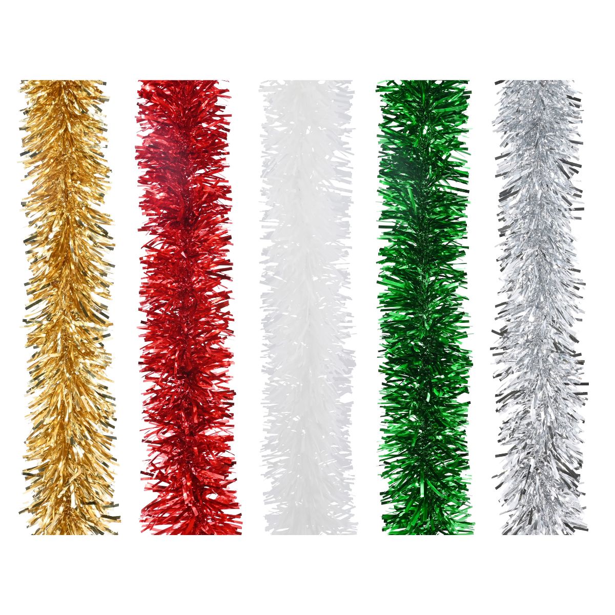 Christmas Tinsel Thick Wide Cut 3m Assorted