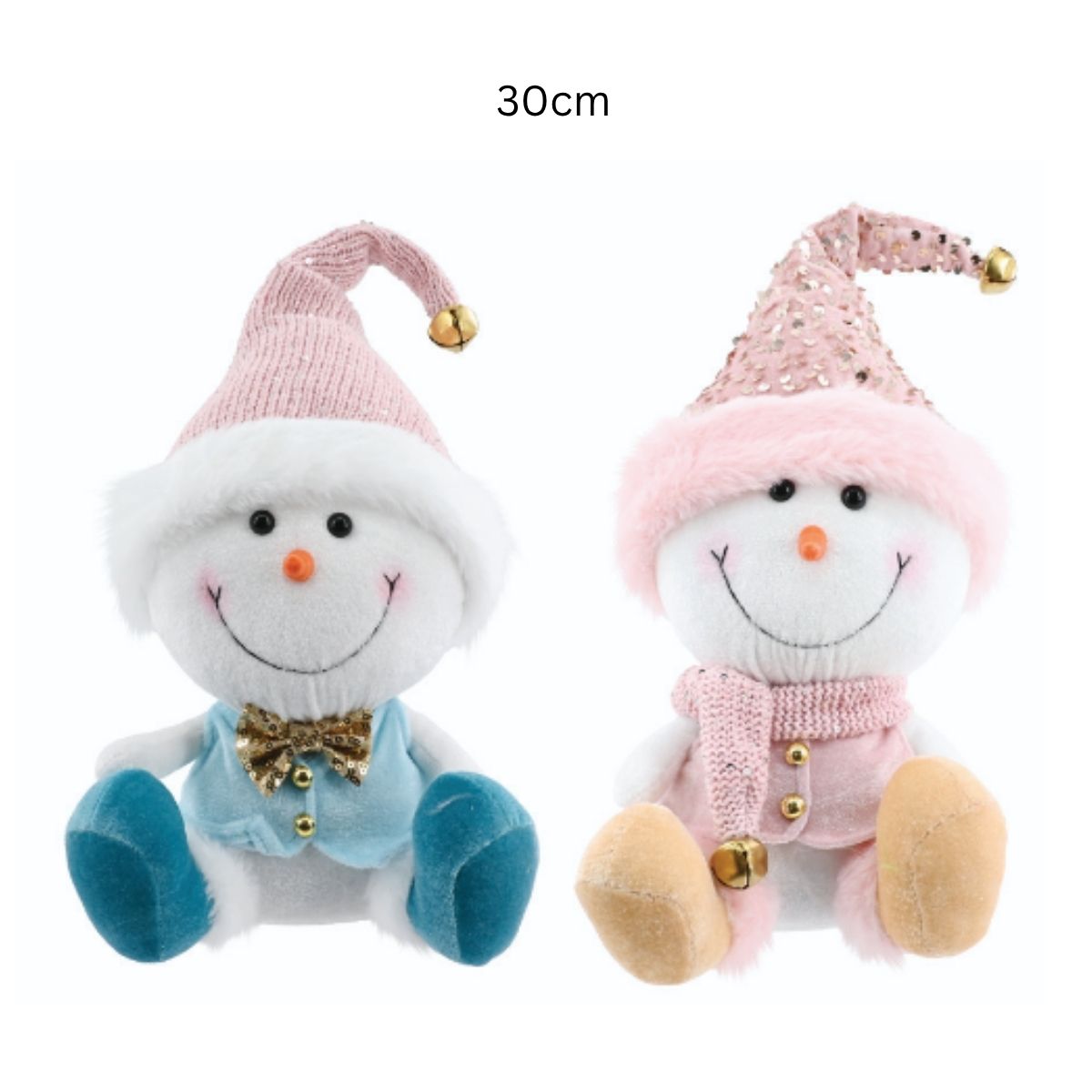 Christmas Pastel Snowman Sitting 30cm