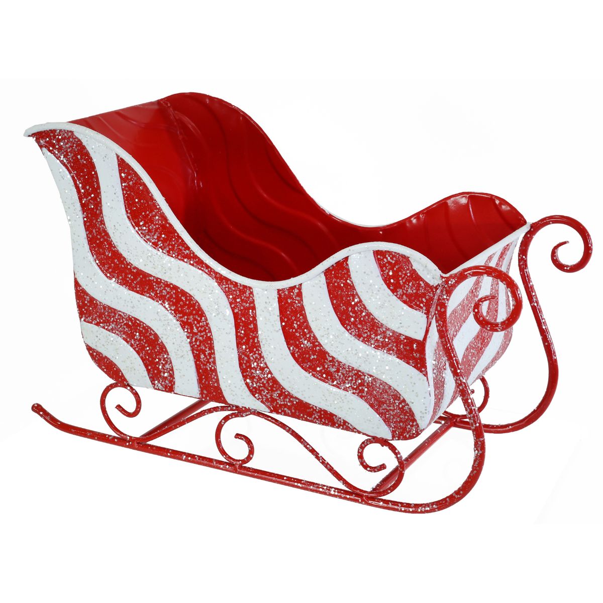 Christmas Metal Candy Cane Sleigh Decoration