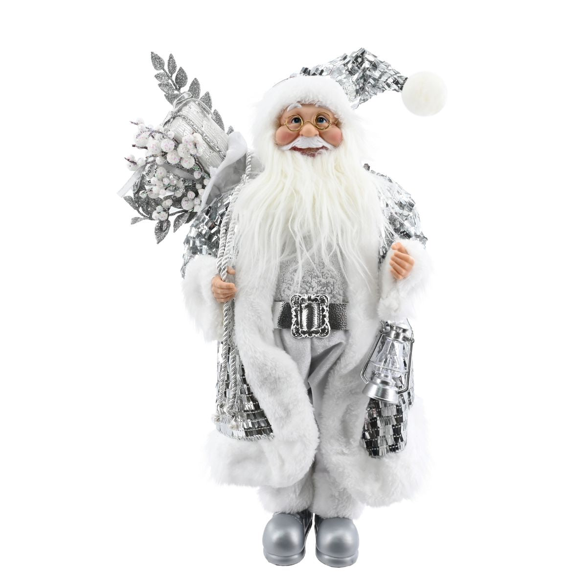 Christmas Santa Figure Luxury Silver 45cm