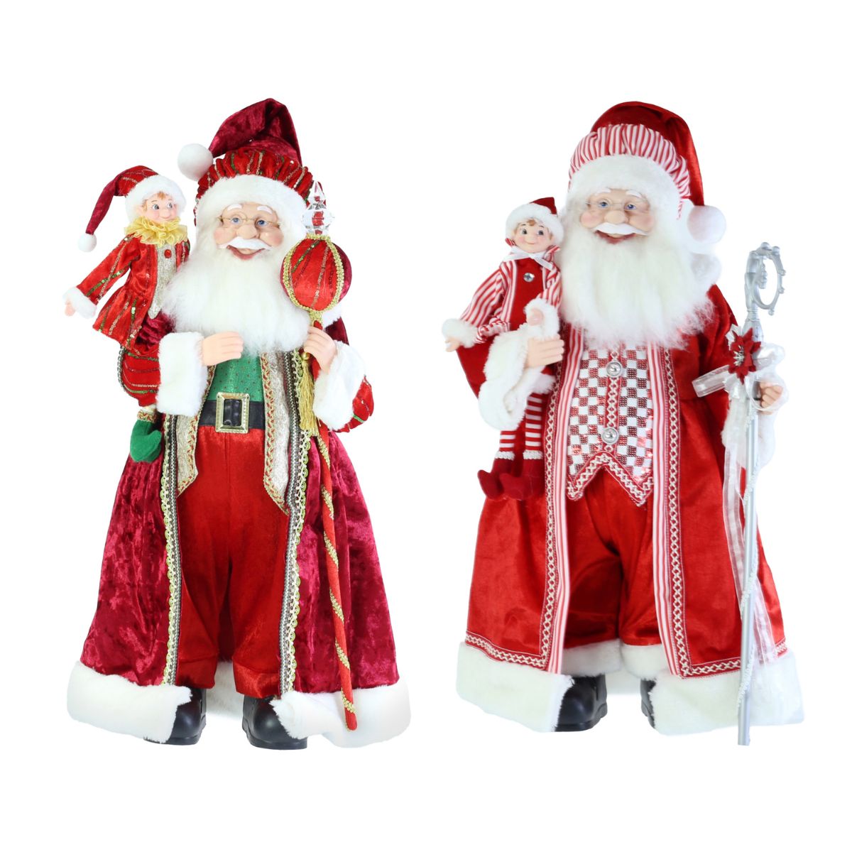 Christmas Santa Figure Long Coat with Elf 65cm Assorted