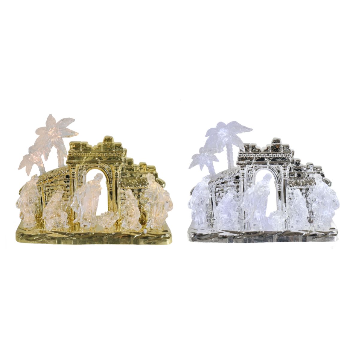 LED Crystal Music Nativity Scene Metallic Assorted