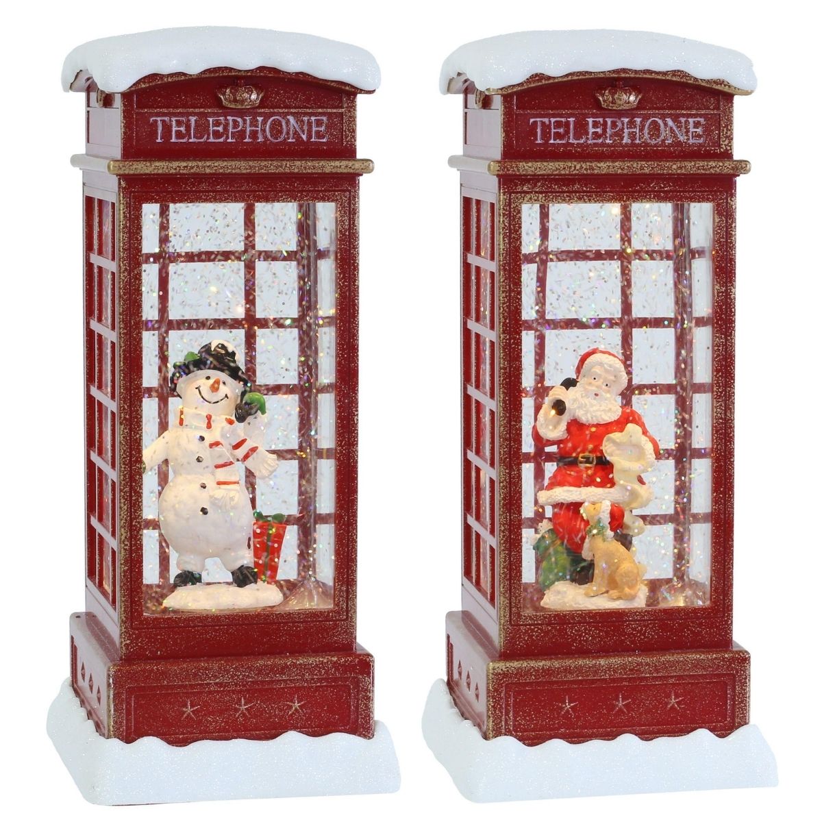Christmas Glitter Swirl Music Snowy Phonebooth USB Assorted - Christmas Collective NZ