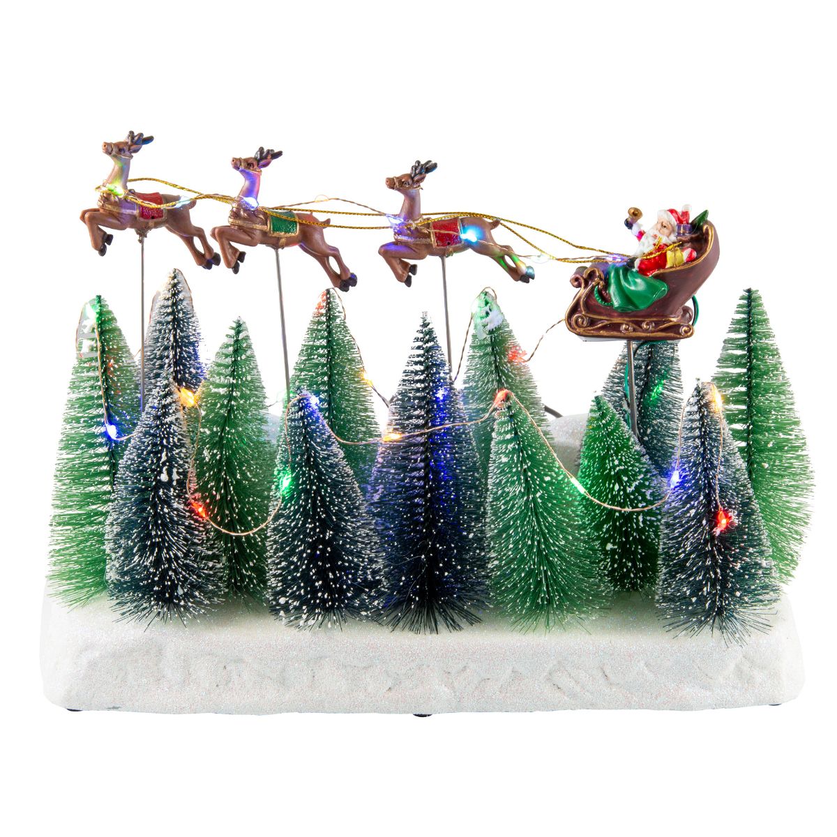 Christmas LED Musical Reindeers Flying Over Trees USB