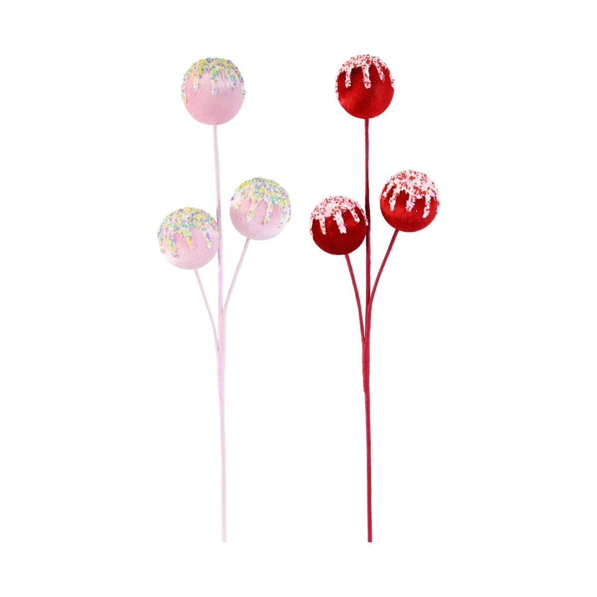 Christmas Velvet Sprinkle Bauble Pick 68.5cm Assorted