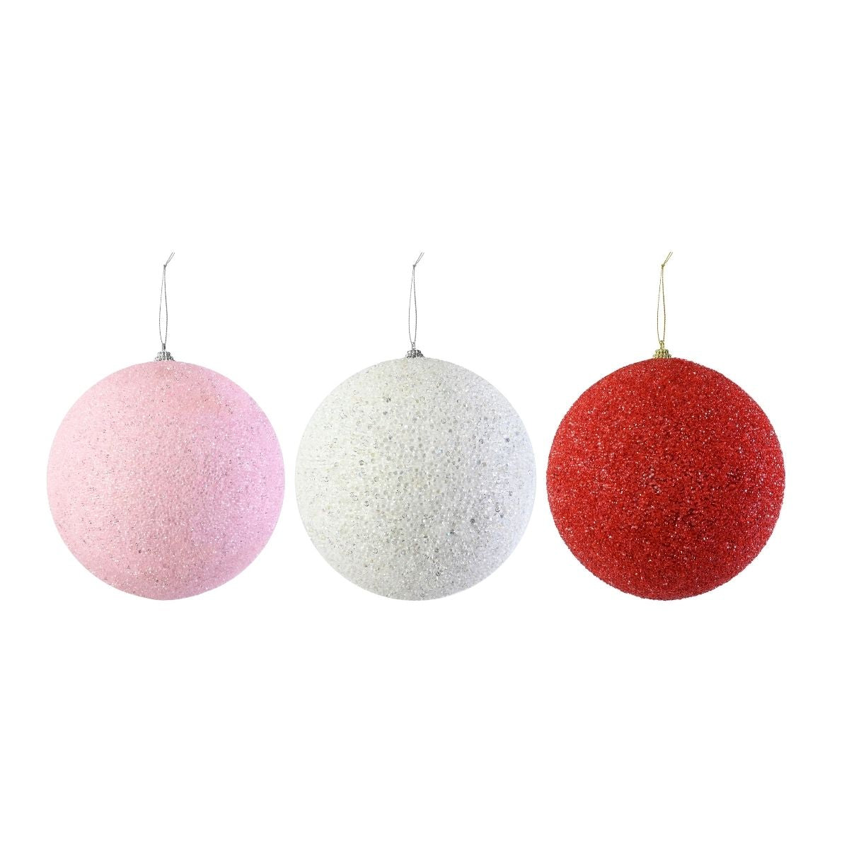 Christmas Icy Beaded Bauble 15cm Assorted