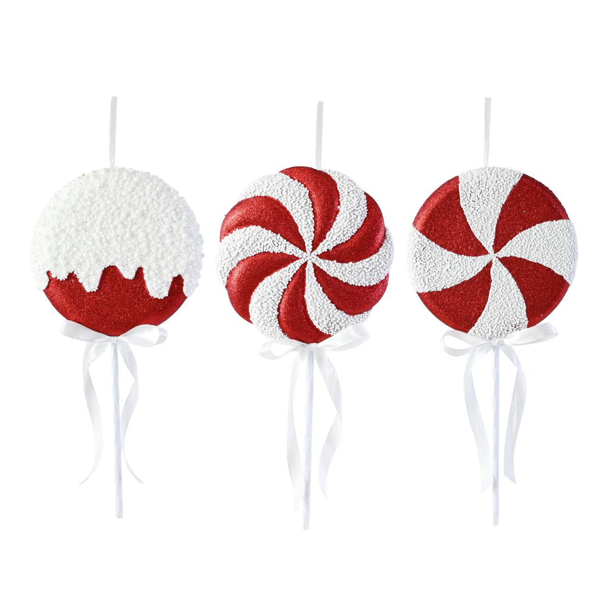 Christmas Hanging Snowy Lollipop Decoration 42cm – Assorted