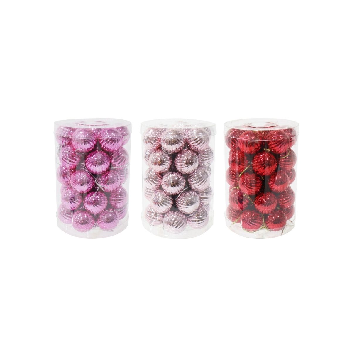 Christmas Baubles Ribbed Peppermint 3cm 34 Pack Assorted