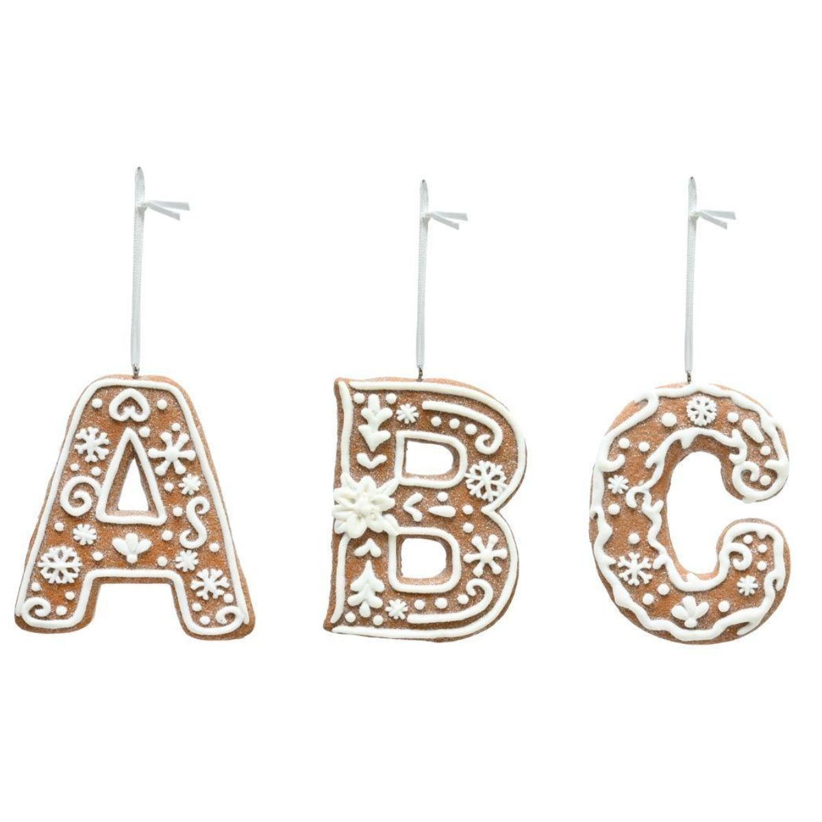 Christmas Iced Gingerbread Alphabet Decoration 7cm Assorted - Candy Cane Lane Christmas decoration