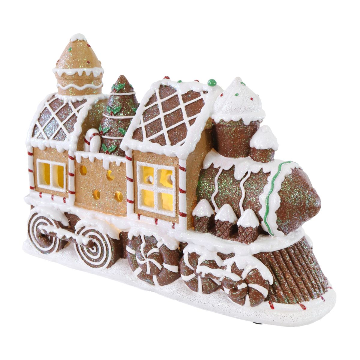 Christmas LED Gingerbread Train Resin