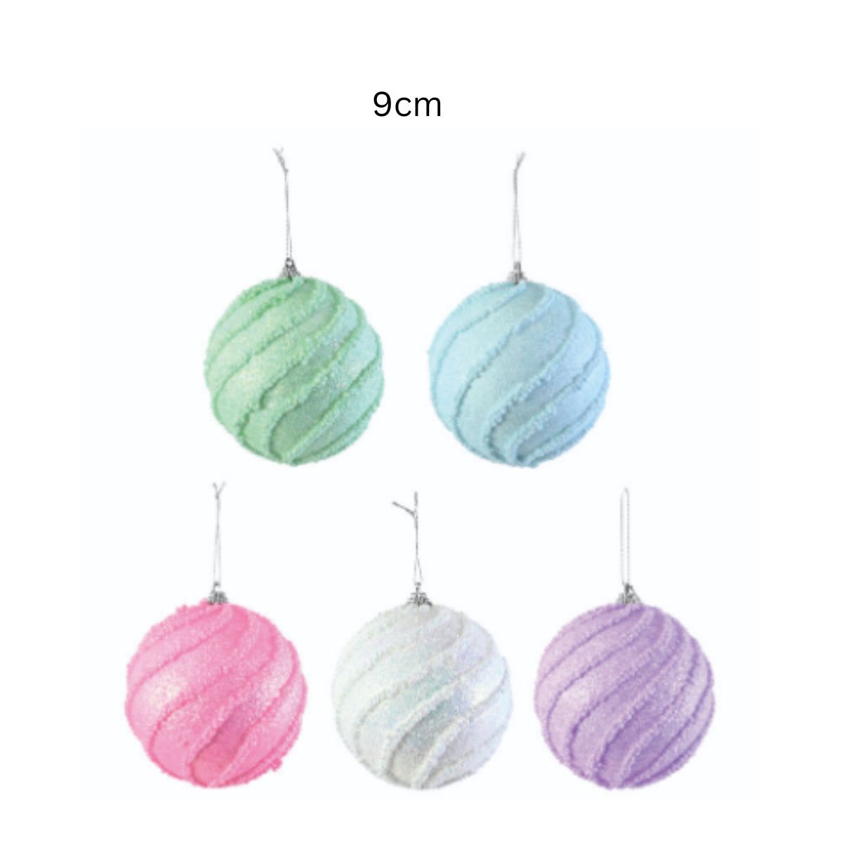 Christmas Pastel Swirl Bauble 9cm Assorted