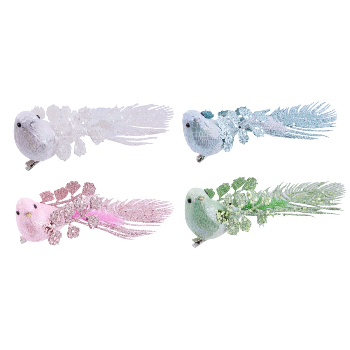 Pastel Iridescent Bird Clip 23.5cm Assorted
