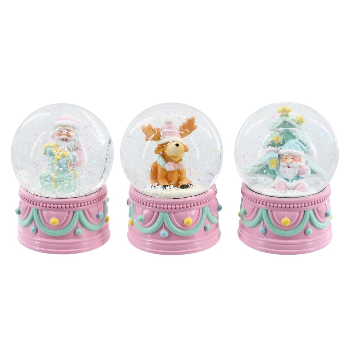 Christmas Pastel Santa Waterball 65mm Assorted