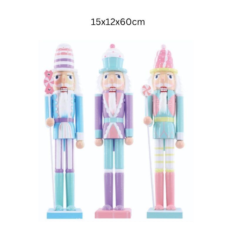 Christmas Pastel Candy Nutcracker 60cm Assorted