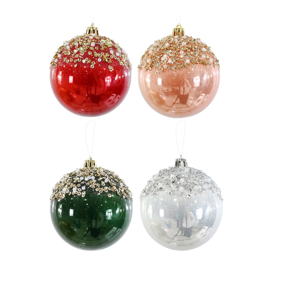 Glossy Sequin Bauble 8cm Asst