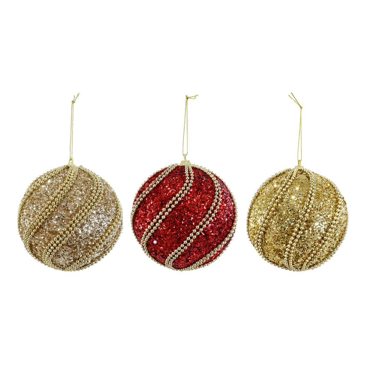 Christmas Glitter Bead Bauble 10cm Assorted