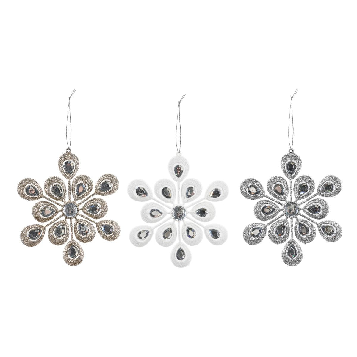Hanging Jewelled Snowflake 14cm Assorted