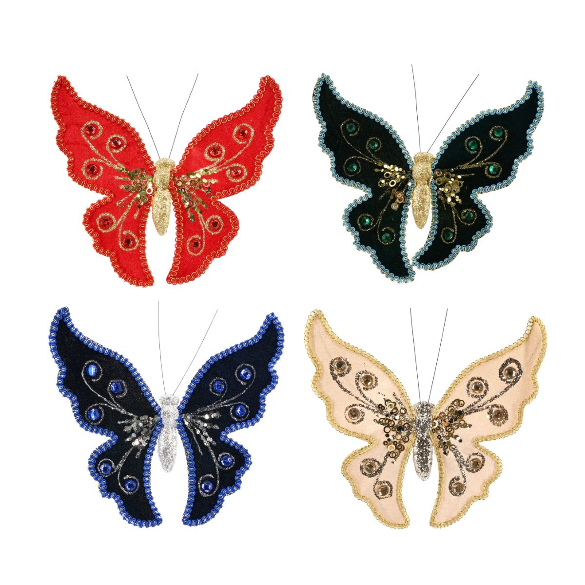Butterfly Velvet Sequins Clip Assorted
