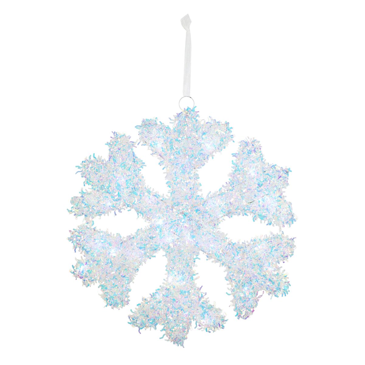 Christmas LED Snowflake Iridescent Tinsel 40cm